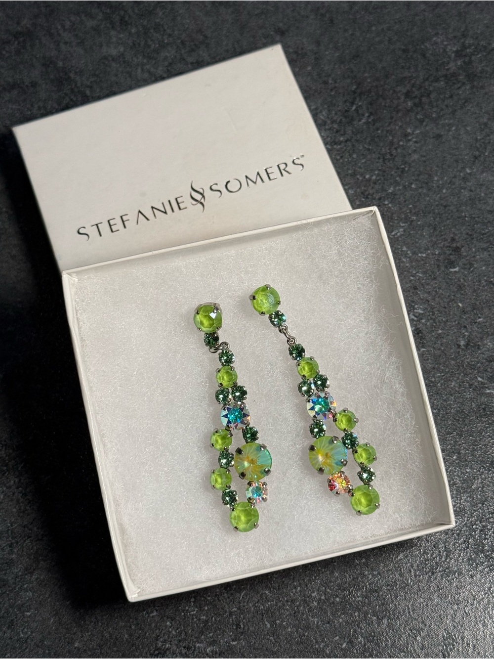 Green Crystal Drop Earrings